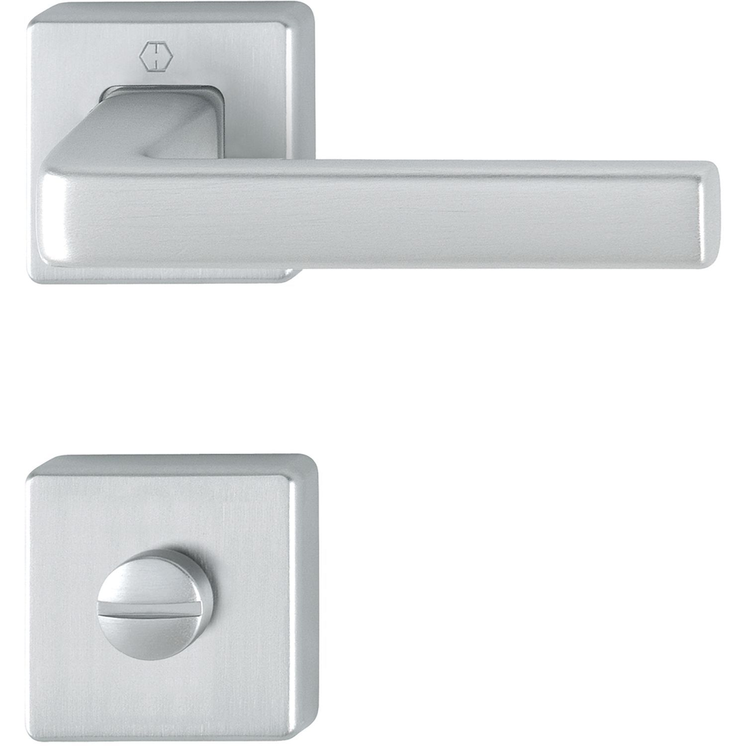 Garnitura kvaka DUBLIN s rozetom, pravokutna, WC, 39 - 47, alu. krom mat