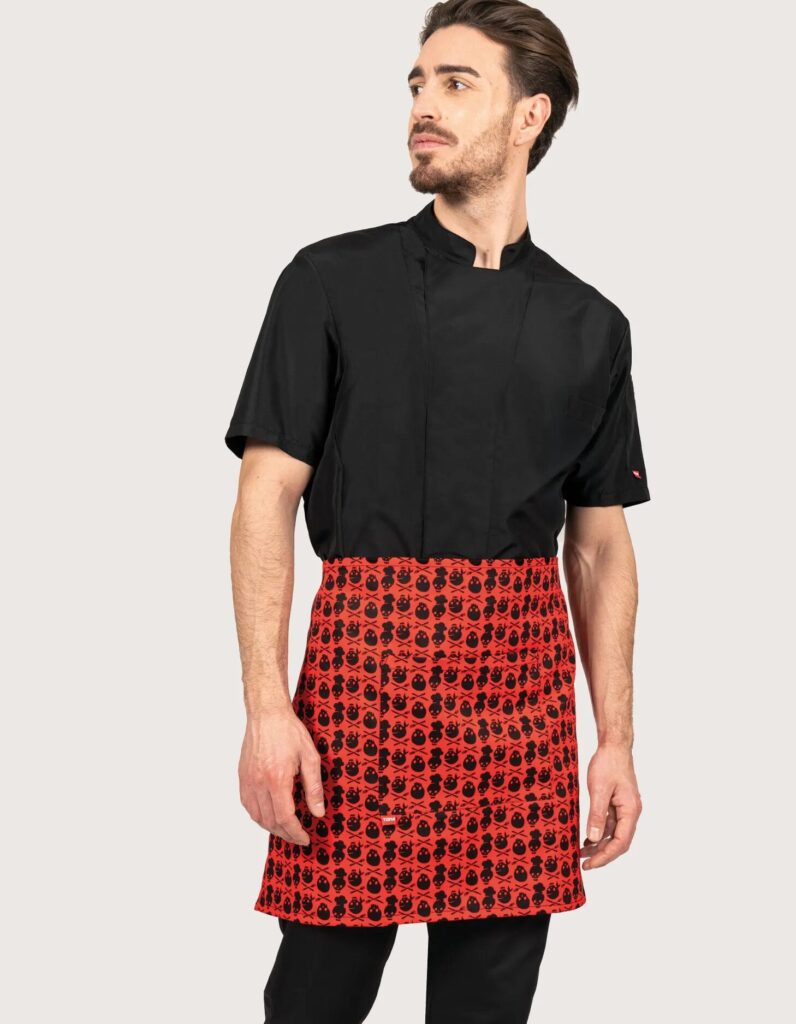 Crvena pregača s uzorkom lubanja za konobare