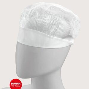 Zenska kuharska kapa Iside s mrezicom bijela