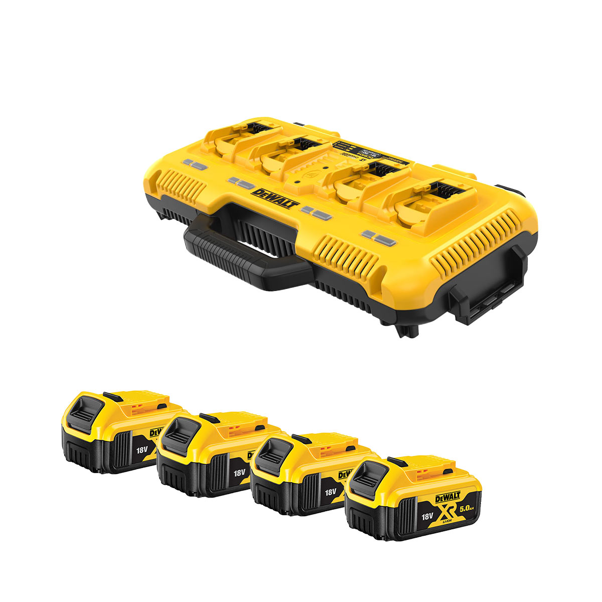 DeWalt DCB104P4-QW Brzi punjač s 4x 5Ah XR baterijama DeWalt DCB104P4-QW Brzi punjač s 4x 5Ah XR baterijama